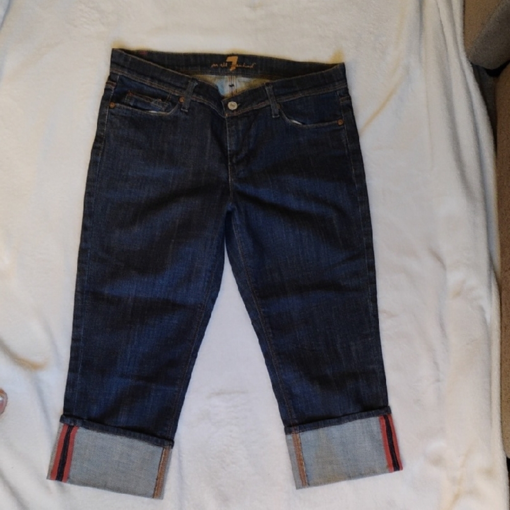7 For All Mankind Dark Blue Ankle Jeans